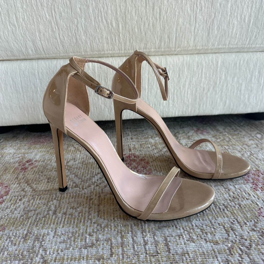 Stuart Weitzman Nudist Ii Heels Patent Leather Size 41 Ankle Strap Heel